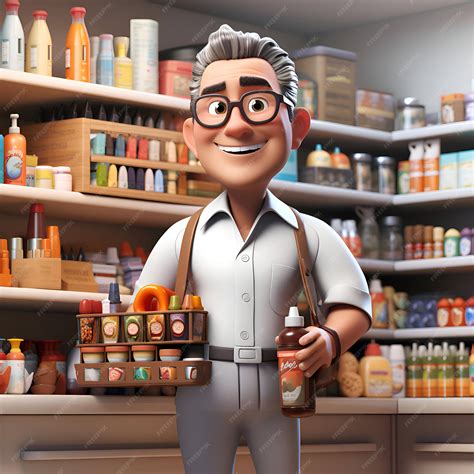 Premium Photo | 3D illustration of a cartoon character in a grocery ...