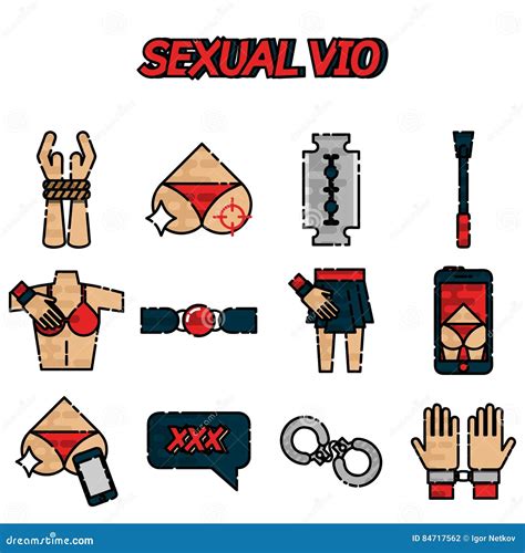 Sexual Vio Flat Icons Set Stock Vector Illustration Of Object 84717562