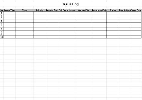 Issue Log | Issue Log Template | Issues Log