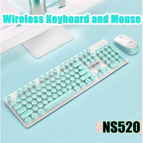 N Retro Style Wireless Keyboard And Mouse Combo Mechanical Silent