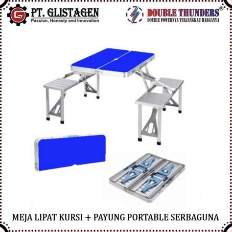 Jual Meja Kursi Payung Lipat Aluminium Portable Koper Serbaguna Kaki