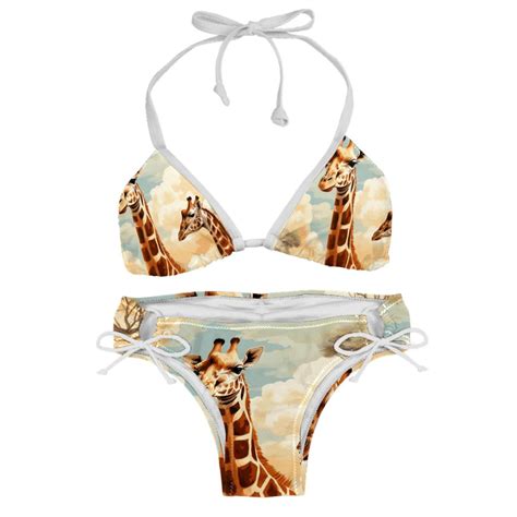 Giraffe Detachable Sponge Adjustable Strap Bikini Set Two Pack