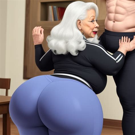 Ai Image Upscaler Granny In Leggins Herself Big Booty Saggy Her