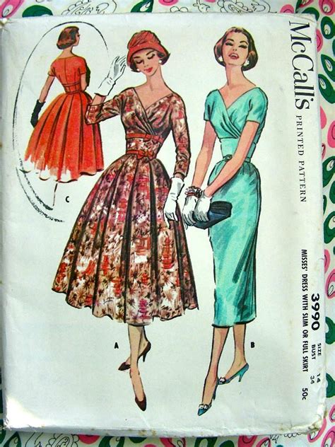 Vintage S Mccall Pattern Gorgeous Cocktail Party Dress With