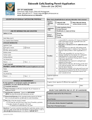 Fillable Online Sidewalk Caf Seating Permit Application Sidewalk Use