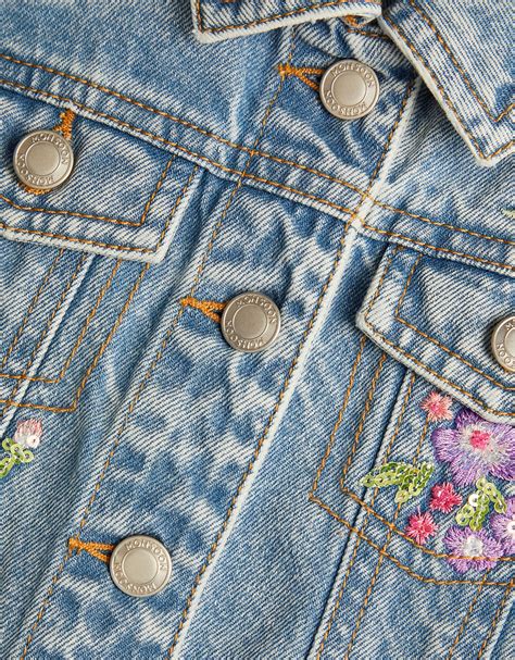 Floral Embellished Denim Jacket Blue Girls Coats And Jackets Monsoon Uk