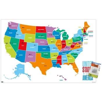 Trends International Usa Map 2023 Unframed Wall Poster Print Clear Push ...