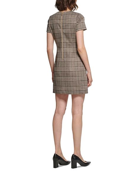 Calvin Klein Petite Plaid Short Sleeve Sheath Dress Macys