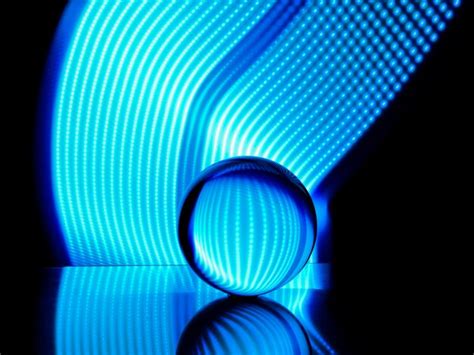 Premium Photo Close Up Of Crystal Ball With Illuminated Blue Lights