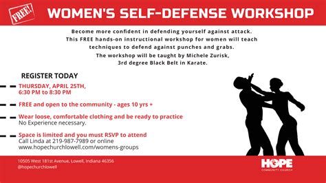 Women S Self Defense Workshop Hope Community Church Of Lowell