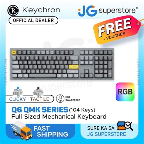 Keychron Q QMK Keys Full Sized Wired Mechanical Keyboard With Hot Swappable Switches RGB