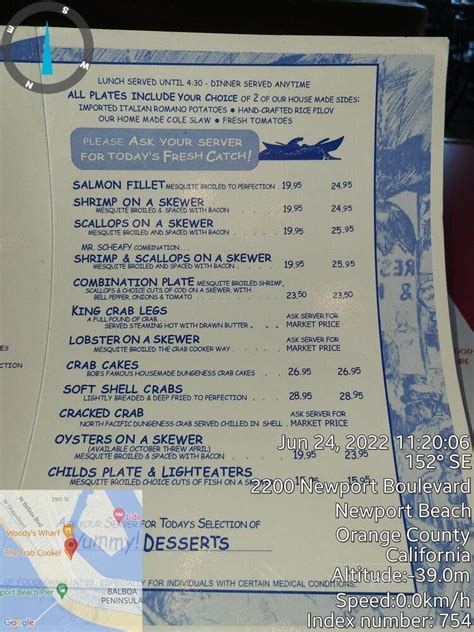 Menu Of Crab Cooker In Newport Beach Ca