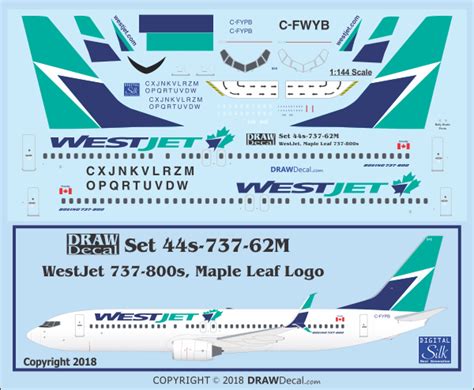 Westjet 737 800s New Maple Leaf” Logo Draw Decal