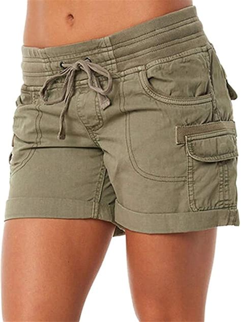 Eaeao Womens Plus Size Cargo Shorts Green Large Uk Clothing