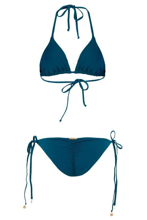 bikini bronceador básico azul petróleo tie Oleaje Swimwear