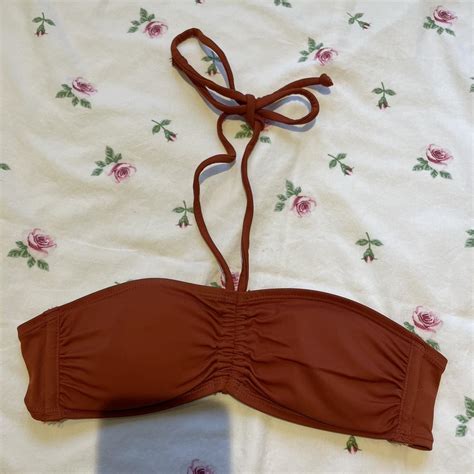 Primark Tie Neck Bikini Top In Orange Size 6 Worn Once Depop