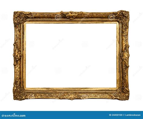 Frame Retro Dourado Velho Do Espelho Isolado No Branco Foto De Stock