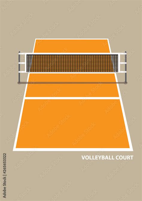 Volleyball Court With Net In Elevation View Vector Illustration Stock