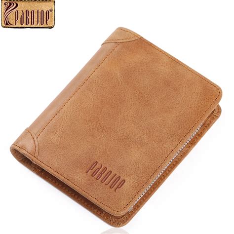 Pabojoe Leather Wallets Men Slim Short Purse Coin Pocket Bifold Wallet