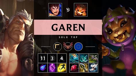 Garen Top Vs Gnar Triple Kill Dominating EUW Grandmaster Patch 14