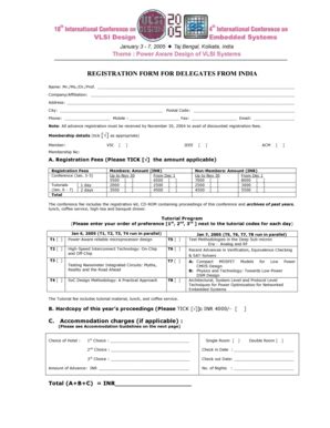 Fillable Online Isical Ac Registration Form For Delegates From India