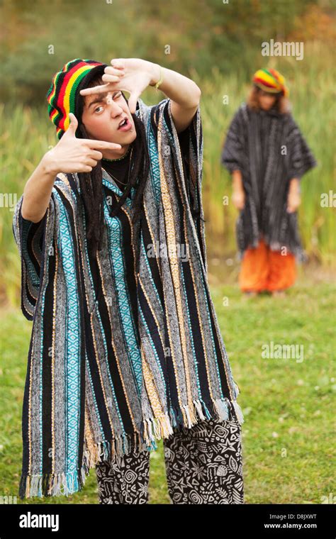 Young Rastafarian People In Autumn Park Stock Photo Alamy