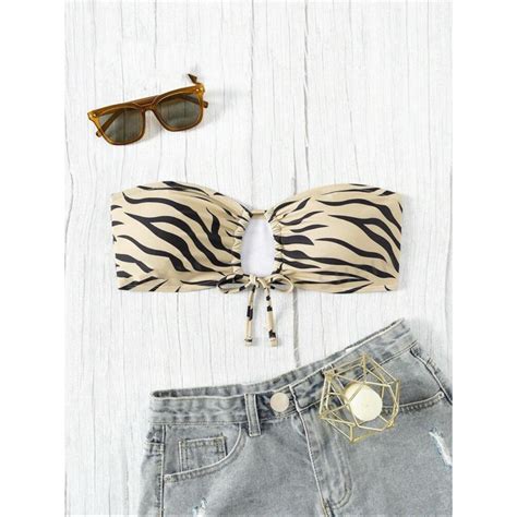 Swim Vcay Women S Zebra Pattern Printed Bandeau Bikini Top Shopee Philippines