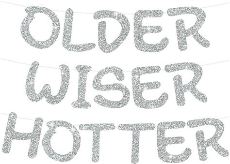 Amazon Beishida Silver Set Of Older Wiser Hotter Glitter Banner