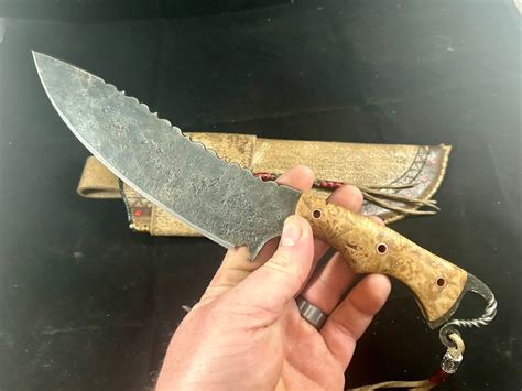 Hand Forged Frontier Style Nessmuk Knife With A Custom Leather Sheath