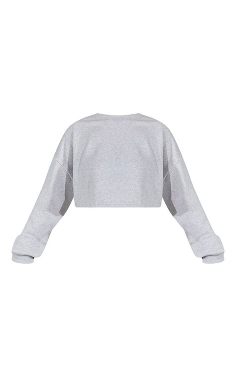 Plus Ash Grey Oversized Crop Sweatshirt Prettylittlething Usa