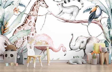 Animal Dreams in Watercolor: Children's Room Wallpaper | Morphico