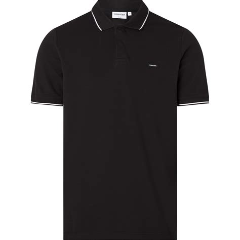 Calvin Klein Stretch Pique Tipping Slim Polo Ck Black House Of Fraser