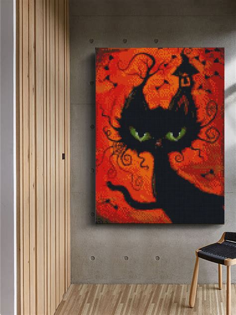 5d Diamond Painting Kit Halloween Catmosaic Art Paint With Etsy