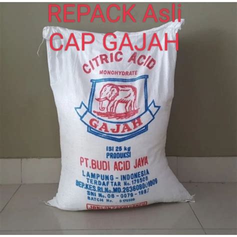 Jual Sitrun Asli Cap Gajah REPACK 1 Kilo Gram Asam Sitrun 1kg Citrun