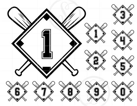 Baseball Numbers SVG Baseball Diamond SVG Clipart Cut File For Cricut