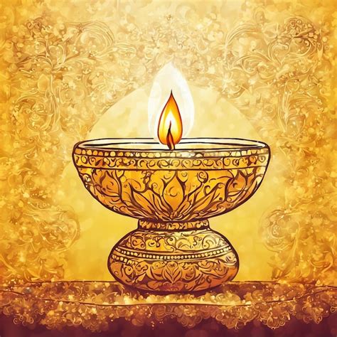 Premium Photo | Deepavali golden diyas with background for social media ...