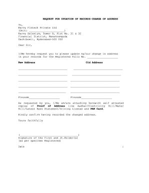 Fillable Online Request For Updation Of Records Change Of Address Fax