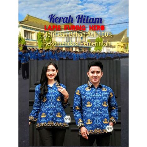 Jual Seragam Baju KORPRI Full Furing Terbaru 2022 Kerah Hitam Batik