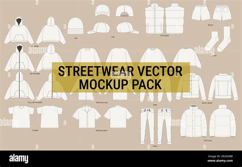 Streetwear Vector Mockup Pack Vector Apparel Mockup Collection Fashion