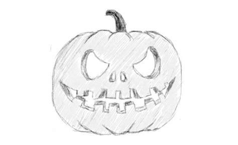 How to draw a Halloween pumpkin with a pencil step-by-step drawing tutorial