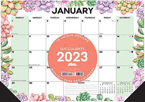 Willow Creek Press Monthly Desk Pad Calendar 17 X 12 Succulent January