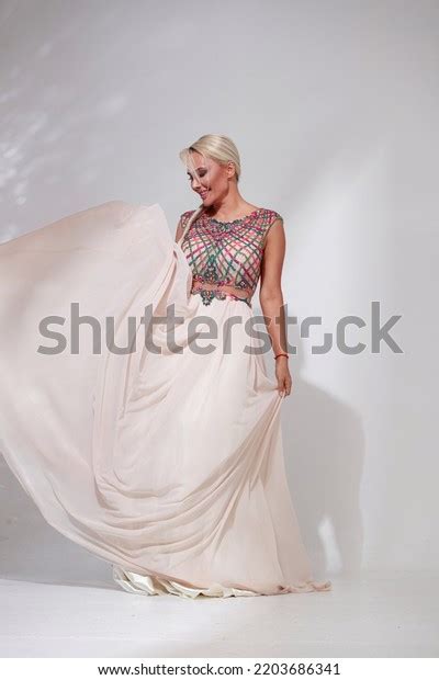 Sexy Blonde Woman Posing White Background Stock Photo 2203686341 Shutterstock