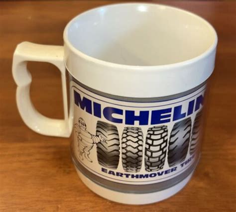 Vtg Michelin Tire Collectors Coffee Mug Thermo Serv Plastic Promotion