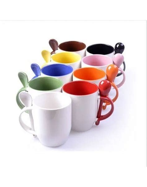 Taza con cuchara e interior para sublimar exterior 325ml mándenos su foto