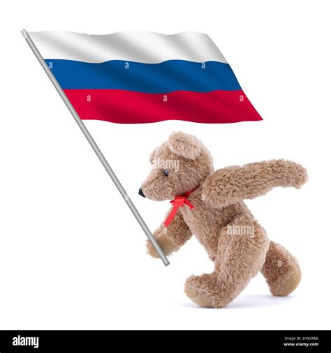 Russia flag being carried by a cute teddy bear Stock Photo - Alamy