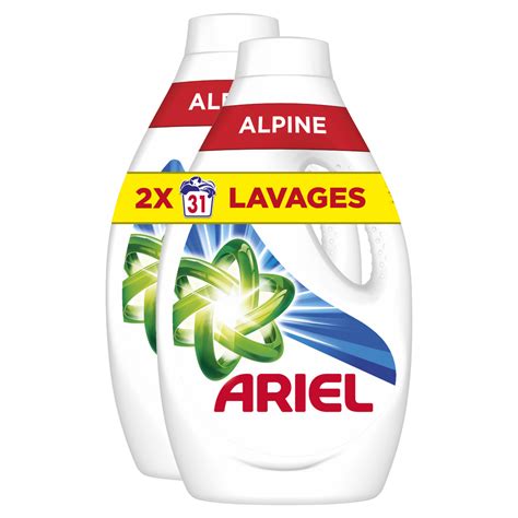 ARIEL Lessive Liquide Alpine 2x31 Lavages 2x1 55l Pas Cher Auchan Fr