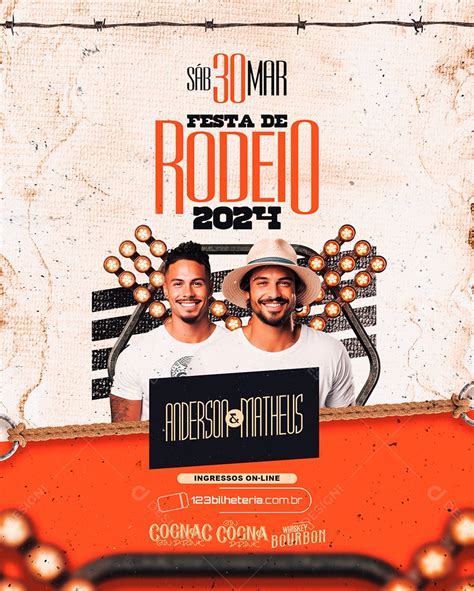 Flyer Festa de Rodeio 2024 Anderson e Matheus Social Media PSD Editável