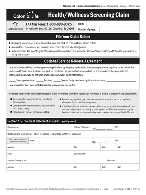 2020 2025 Form Colonial Life 70067 Fill Online Printable Fillable