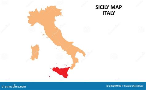 Sicily Regions Map Highlighted On Italy Map Vector Illustration ...