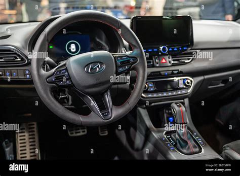 Riga Latvia April Hyundai I Fastback Interior Steering